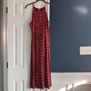 Loft midi burgundy cotton dress